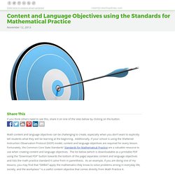 Content and Language Objectives using the Standards for Mathematical Practice