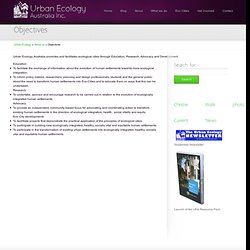 Objectives ‹ Urban Ecology