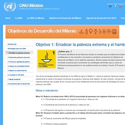 ONU México Objetivo 1: Erradicar la pobreza extrema y el hambre