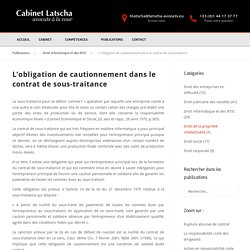L'obligation de cautionnement dans le contrat de sous-traitance - Cabinet Latscha Avocats