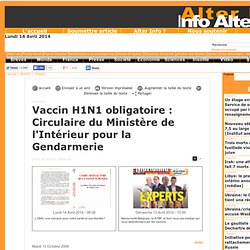 Vaccin H1N1 obligatoire : Circulaire du Ministère de l'Intérieur pour la Gendarmerie