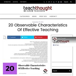 20 Observable Characteristics Of Effective Teaching -