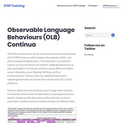 Observable Language Behaviours (OLB) Continua – STEP Training
