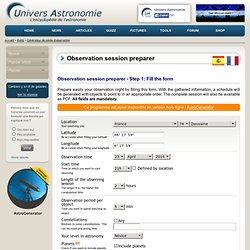 Générateur de soirée d'observation - Univers Astronomie