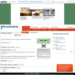 Observation - Wikia Mécanicartes - Wikia