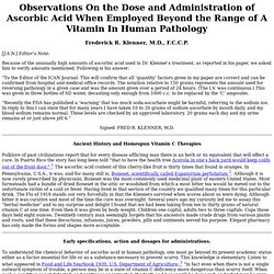 Observations On the Dose and Administration of Ascorbic Acid...
