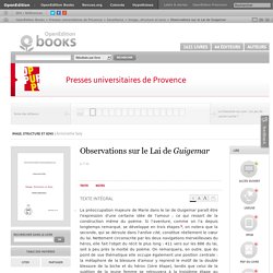 Image, structure et sens - Observations sur le Lai de Guigemar - Presses univ...