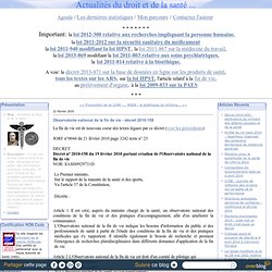 Observatoire national de la fin de vie - décret 2010-158 - Actualités du droit et de la santé ...