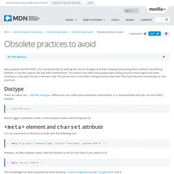 Obsolete practices to avoid - Web developer guide