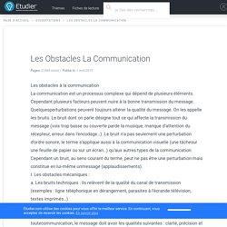 Les Obstacles La Communication - Compte Rendu - 469 Mots