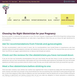 Choosing the Right Obstetrician for your Pregnancy - MY OBG