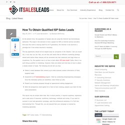 How To Obtain Qualified ISP Sales Leads