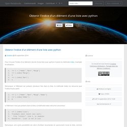 Obtenir l'indice d'un élément d'une liste avec python