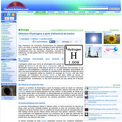 Obtention d'hydrogène à partir d'éthanol et de lumière