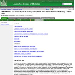 4814.0.55.001 - Occasional Paper: Measuring Dietary Habits in the 2001 National Health Survey, Australia, 2001