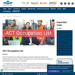 Australian Capital Territory Act Occupation List