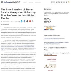 The Israeli version of Steven Salaita: Occupation University fires Professor for Insufficient Zionism