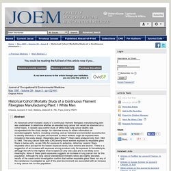 Historical Cohort Mortality Study of a Continuous Filament F... : Journal of Occupational and Environmental Medicine