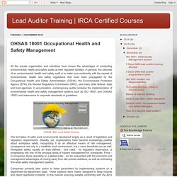 IRCA Certified Courses : OHSAS 18001 Occupational Health and Safety Management