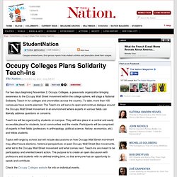 Occupy Colleges Plans Solidarity Teach-ins