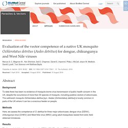 PARASITES & VECTORS 15/08/16 Evaluation of the vector competence of a native UK mosquito Ochlerotatus detritus (Aedes detritus) for dengue, chikungunya and West Nile viruses