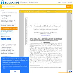 [PDF] Kategoria braku odpowiedzi w świadomości rozmówców. Perception of lack of answer in social consciousness - Free Download PDF