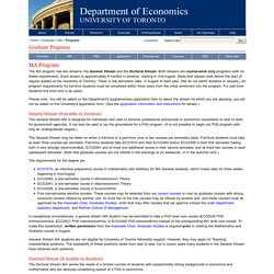 U of T : Economics : Graduate Programs