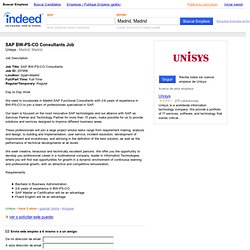 Ofertas de SAP BW-PS-CO Consultants Job en Unisys en Madrid, Madrid