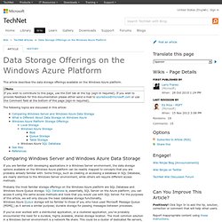 Data Storage Offerings on the Windows Azure Platform - TechNet Articles - United States (English)