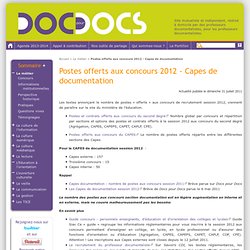 Postes offerts aux concours 2012 - Capes de documentation