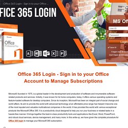 Office 365 Login - Sign in to your Office Account to Manage Subscriptions