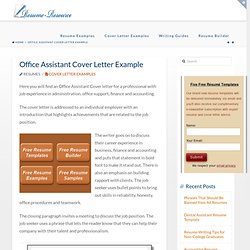 Office Assistant Cover Letter Example