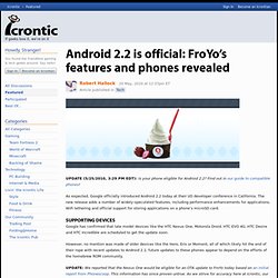 Android 2.2 is official: FroYo’s features and phones revealed « Icrontic Tech
