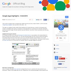 Google Apps highlights – 9/24/2010
