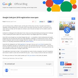 Google Code Jam 2010 registration now open