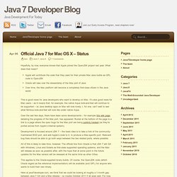 Official Java 7 for Mac OS X – Status