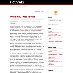 Official HBO Press Release — Dothraki
