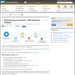Official Product Tutorials – SAP Predicti