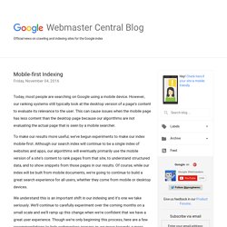 Official Google Webmaster Central Blog: Mobile-first Indexing