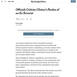 Officials Criticize Clinton's Pardon of an Ex-Terrorist