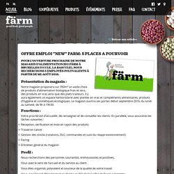 OFFRE EMPLOI "NEW" FARM: 5 PLACES A POURVOIR