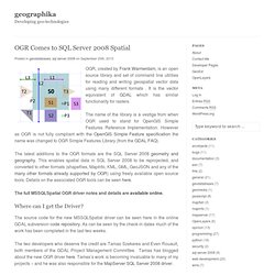 OGR Comes to SQL Server 2008 Spatial