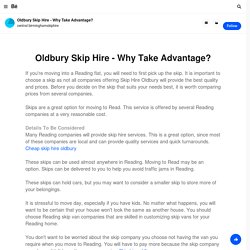 Oldbury Skip Hire - Why Take Advantage?