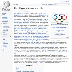 List of Olympic Games host cities