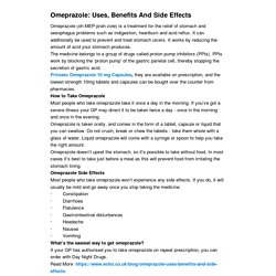 Omeprazole: Uses, Benefits And Side Effects