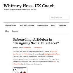 Onboarding: A Sidebar in “Designing Social Interfaces”