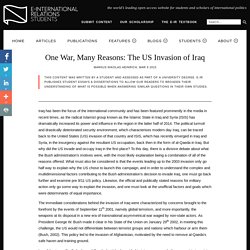 One War, Many Reasons: The US Invasion of Iraq