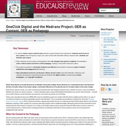 OneClick Digital and the Medrano Project: OER as Content, OER as Pedagogy