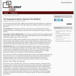 The Ongoing Problem: Abusive Tax Shelters