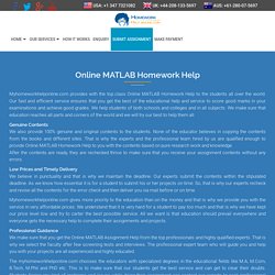 MATLAB Assignment Help - My Homework Help Online